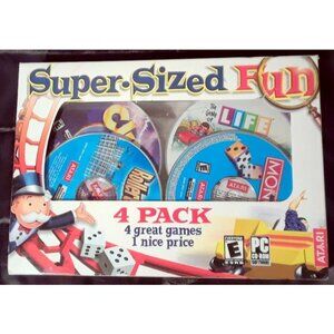 Atari Brand PC Games Monopoly, Life, Clue, Roller Coaster Super-Sized (PC, 2003)